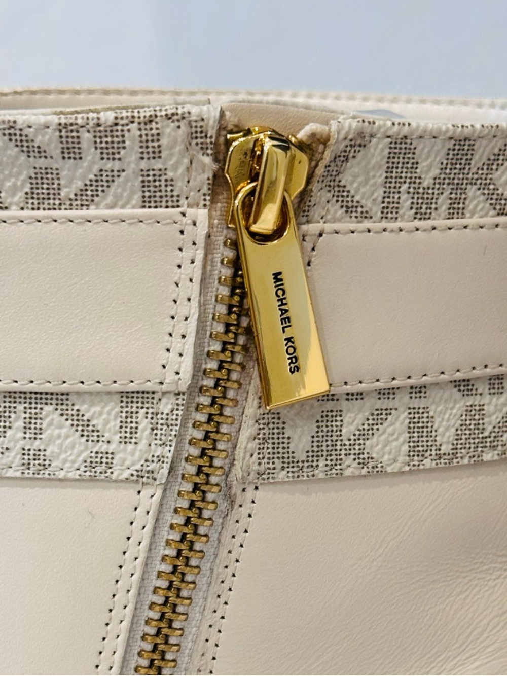 Michael Kors Padma Ankle Booties 9.5M Beige Logo-Trim Strap Women Leather Shoes - Picture 10 of 15